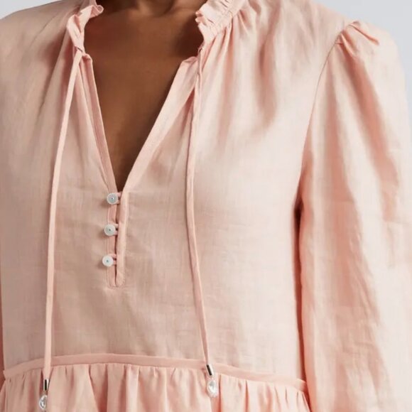 VERONICA BEARD Hawken Tiered Linen Minidress - Picture 7 of 7